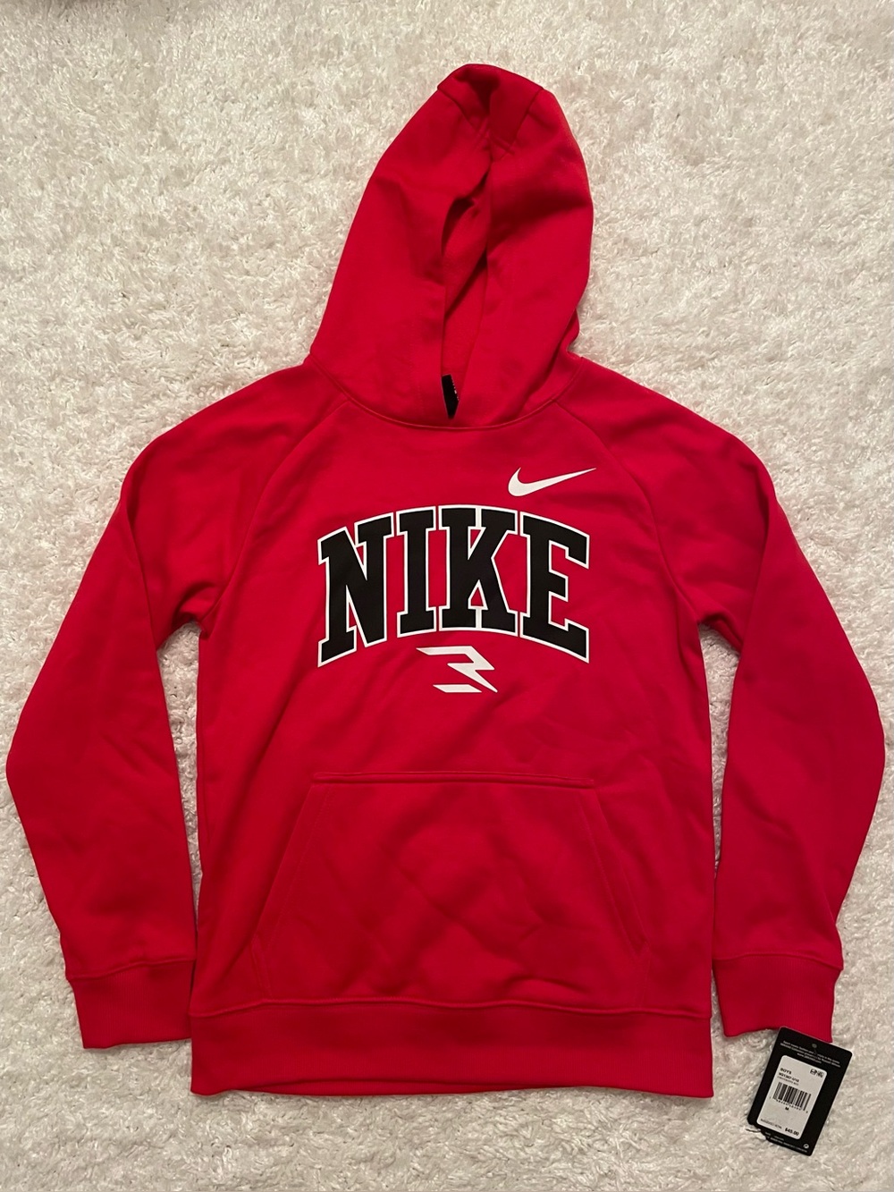 Boys Nike 3BRAND Fleece Active Hoodie University Red with Black & White Logo NWT